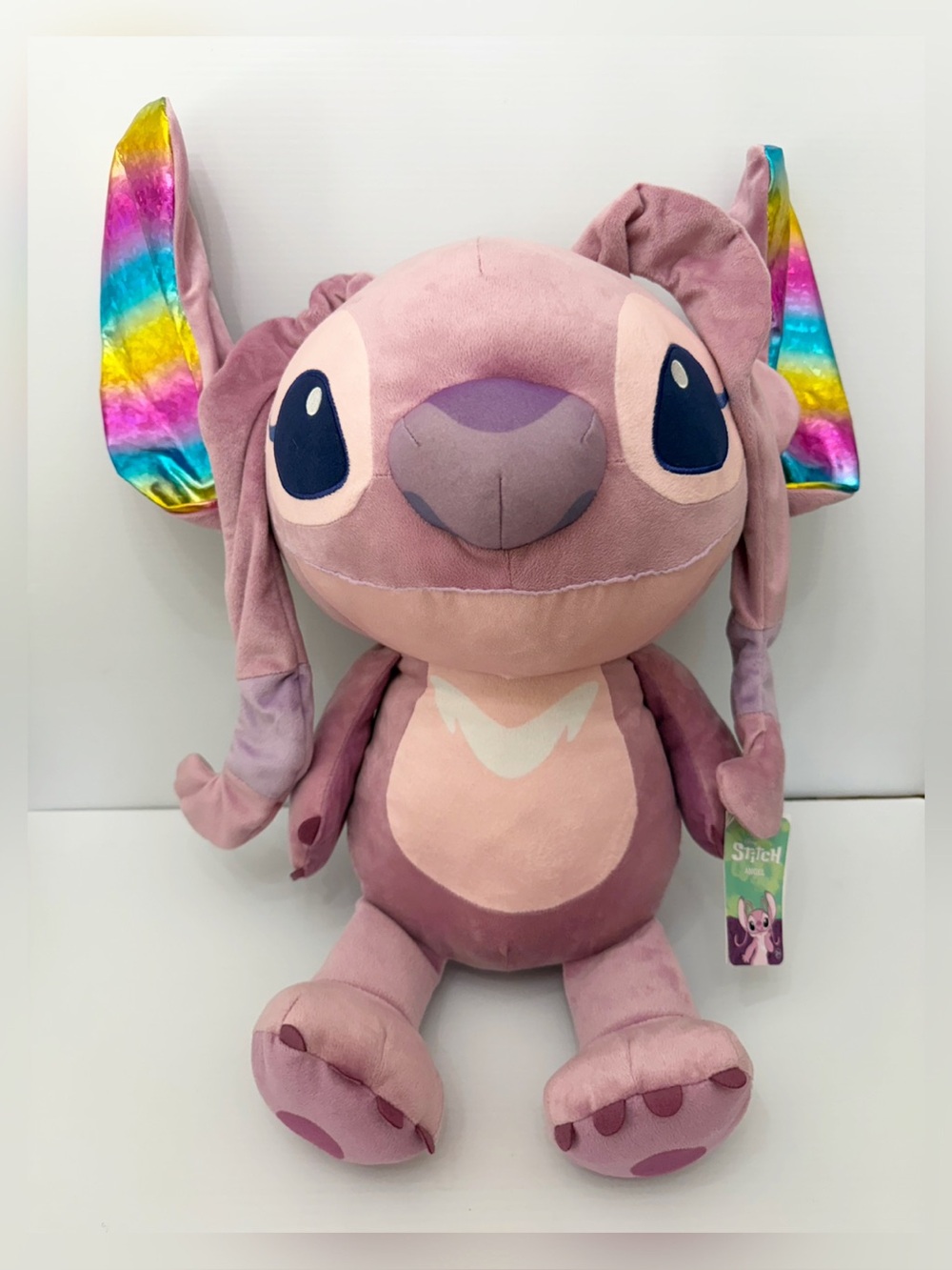 NEW Disney Lilo & Stitch Jumbo Angel Plush, Rainbow Ears 32 Inches